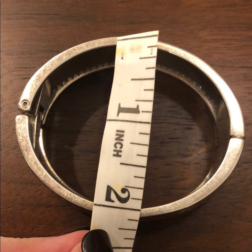 Brighton Floral Engraved Wide Hinged Silver Bangle - Picture 4 of 4
